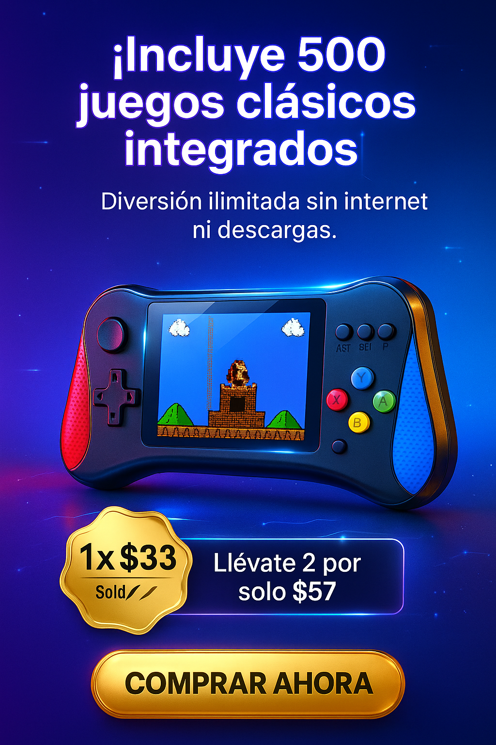 RetroBox 500 Diversión infinita en tu bolsillo… ¿Listo para jugar?